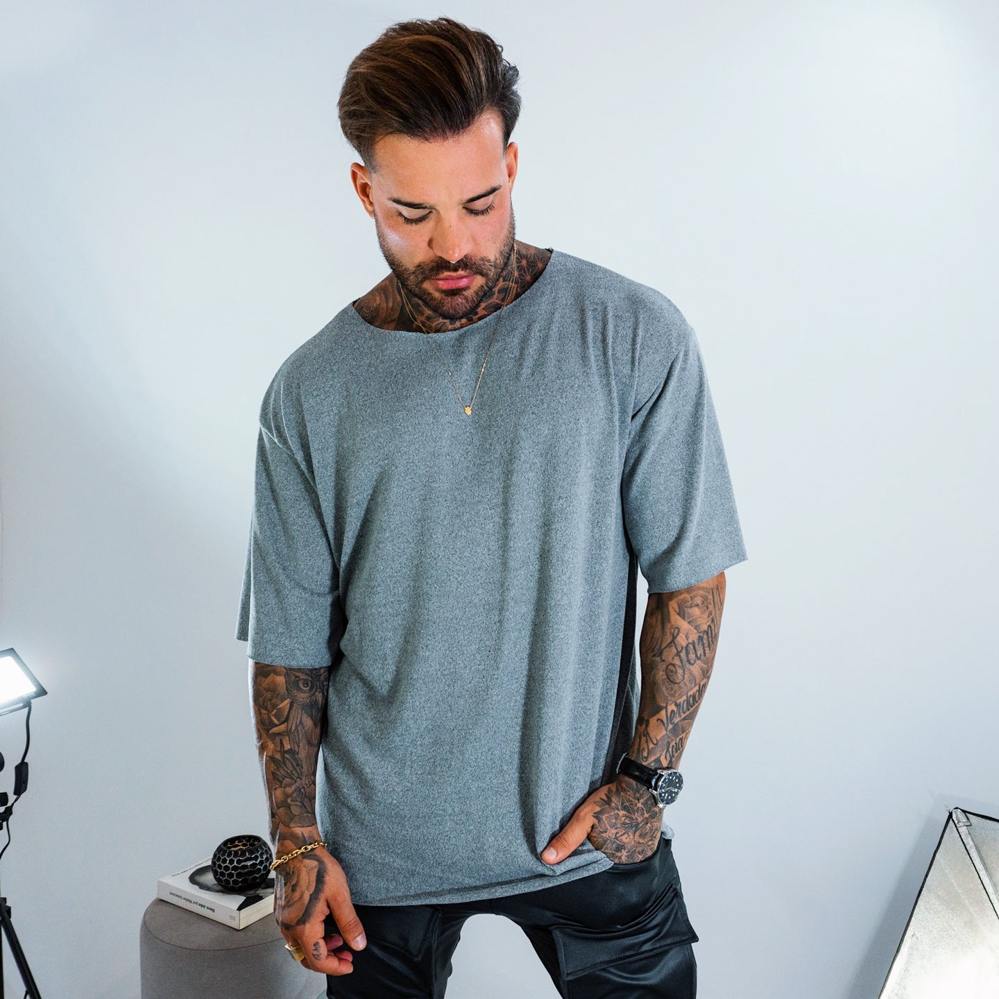Camiseta Over Tricot - Grey